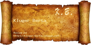 Kluger Berta névjegykártya